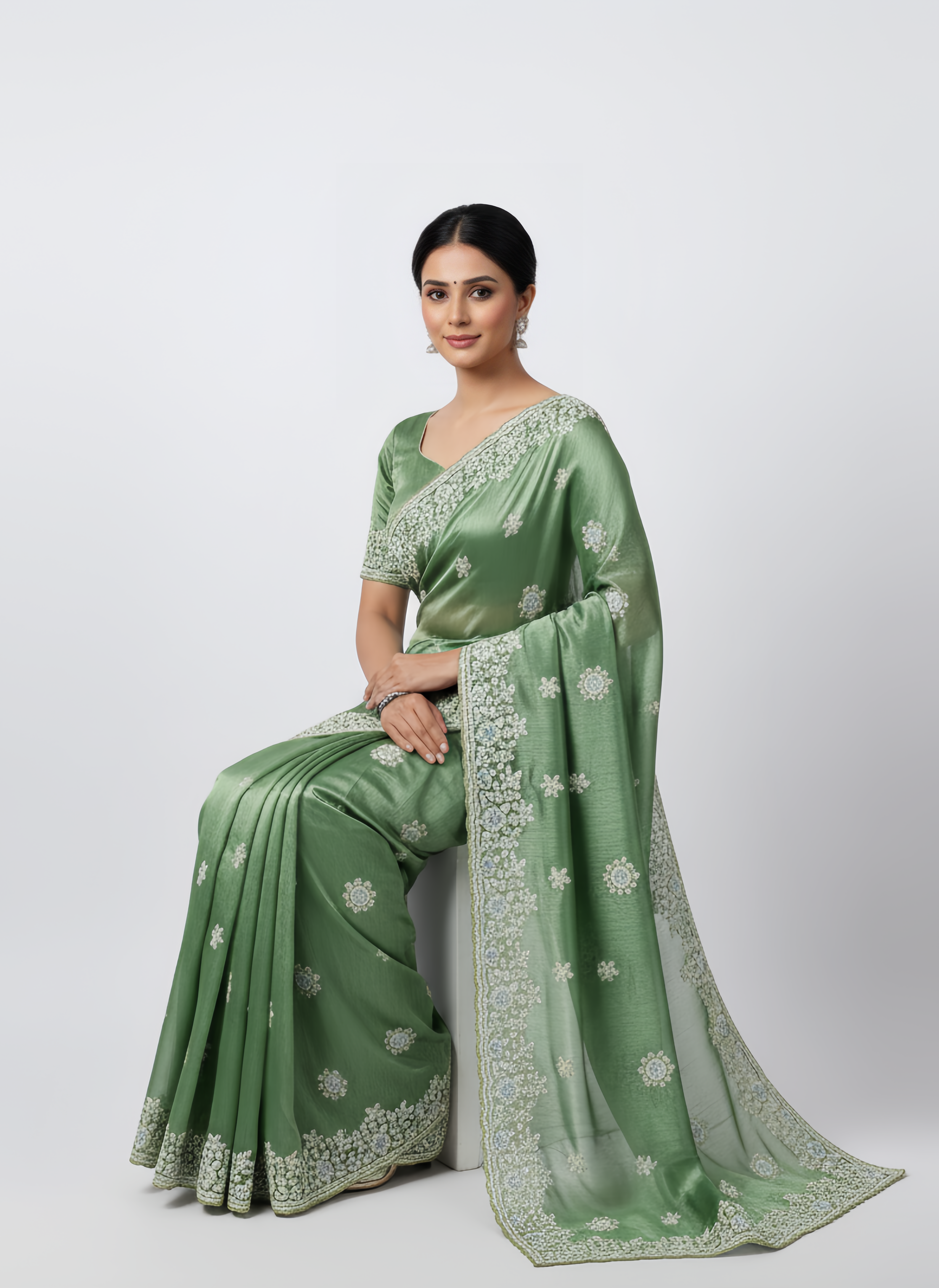BS-SHAKTI Premium Jimmy Chu Saree with Embroidery & Jarkan Work | Sareer Riwaaz