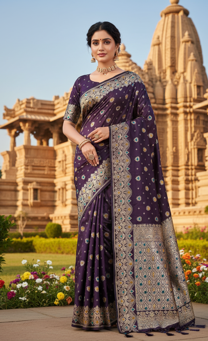 AJ Grah Pravesh Soft Silk Saree with Meenakari Work – Sareer Riwaaz Premium Collection