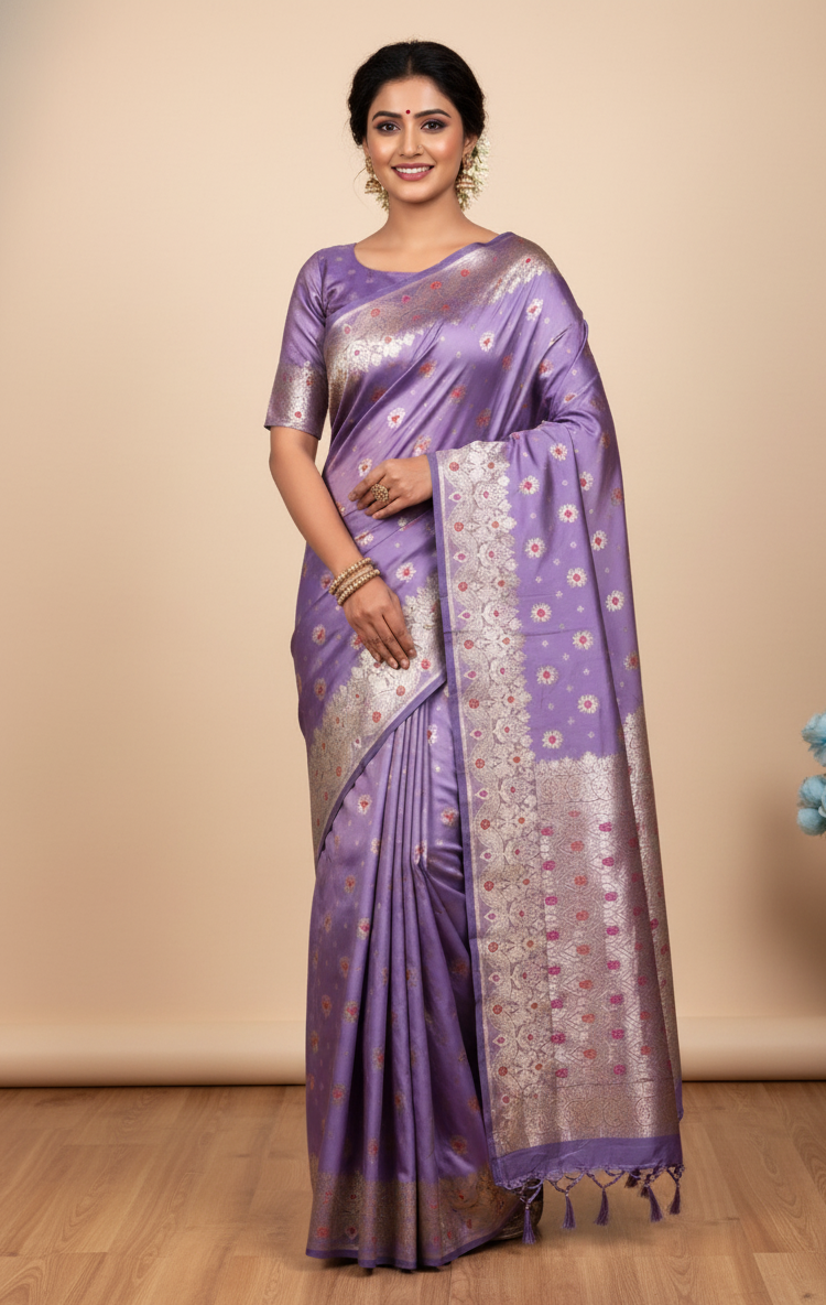 AJ Grah Pravesh Soft Silk Saree with Meenakari Work – Sareer Riwaaz Premium Collection