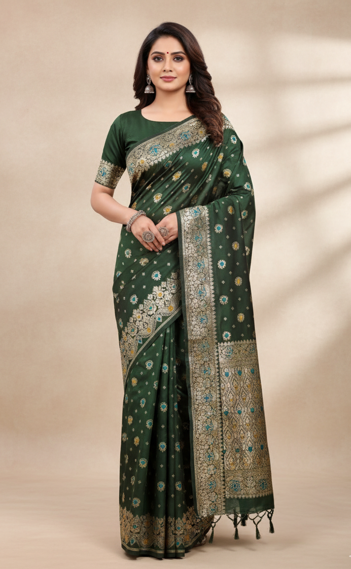 AJ Grah Pravesh Soft Silk Saree with Meenakari Work – Sareer Riwaaz Premium Collection