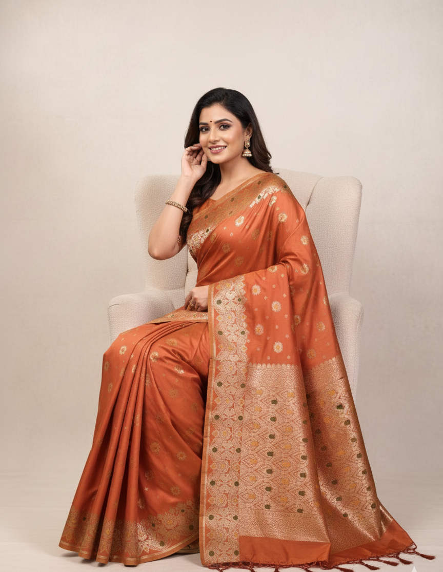 AJ Grah Pravesh Soft Silk Saree with Meenakari Work – Sareer Riwaaz Premium Collection